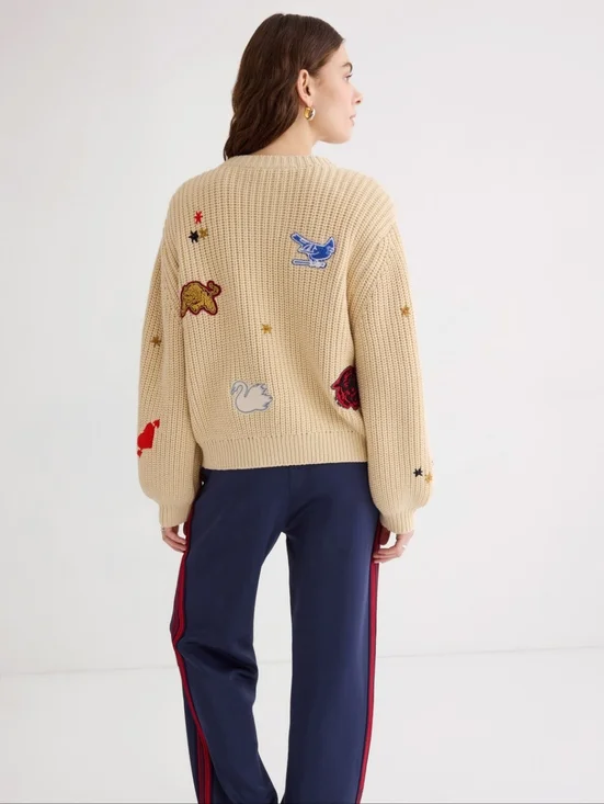 The Great. Collegiate Cardigan Knit Crew Neck Long Sleeve Size L - Picture 2 of 9